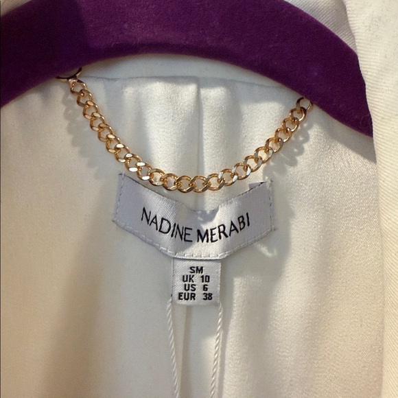NADINE MERABI White Blazer with Gold Chain Detail - Picture 3 of 4